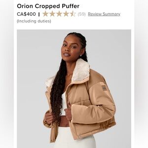 alo yoga Orion Cropped Puffer - Excellent Condition
